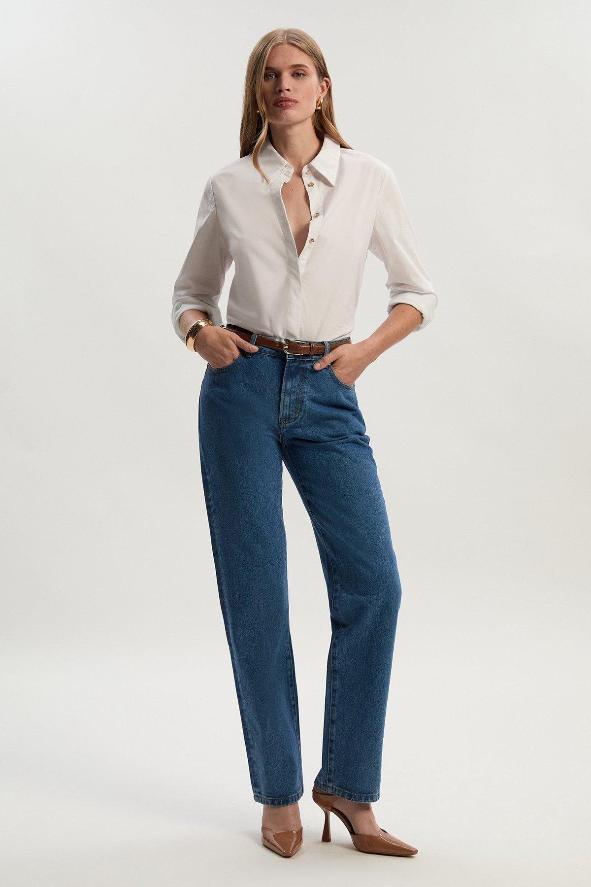 ★Karen Millen★ ストレートレッグターンアップヘムジーンズ Denim Straight Leg Turn Up Hem Jeans | Karen Millen